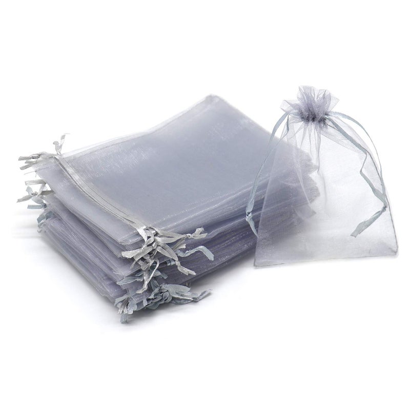 Bezall 100Pcs Organza Bags 3x4 Inches, Small Sheer Wedding Favor Bags with Drawstring, Jewelry Pouches Party Festival Gift Candy Bags (Gray) - Image 1